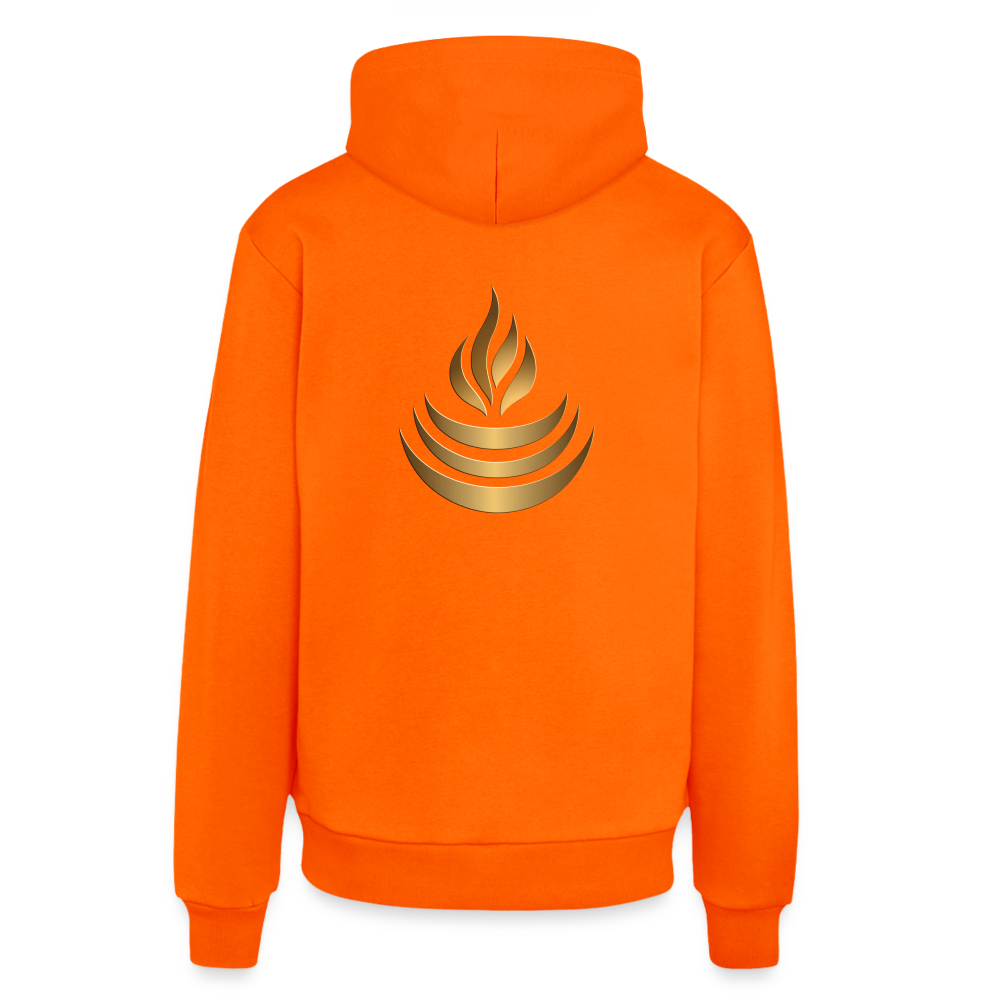 chiSign Quantenheilsymbol "Reichtum & Erfolg" Druck VS/RS Organic Relaxed Hoodie Made in EU - SUNSET ORANGE