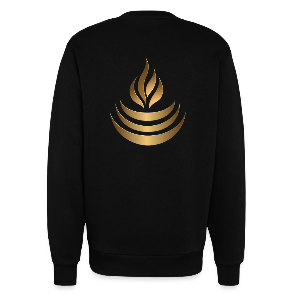 chiSign Quantenheilsymbol "Reichtum & Erfolg" Druck VS/RS Organic Relaxed Crew Neck Made in EU - SOLID BLACK
