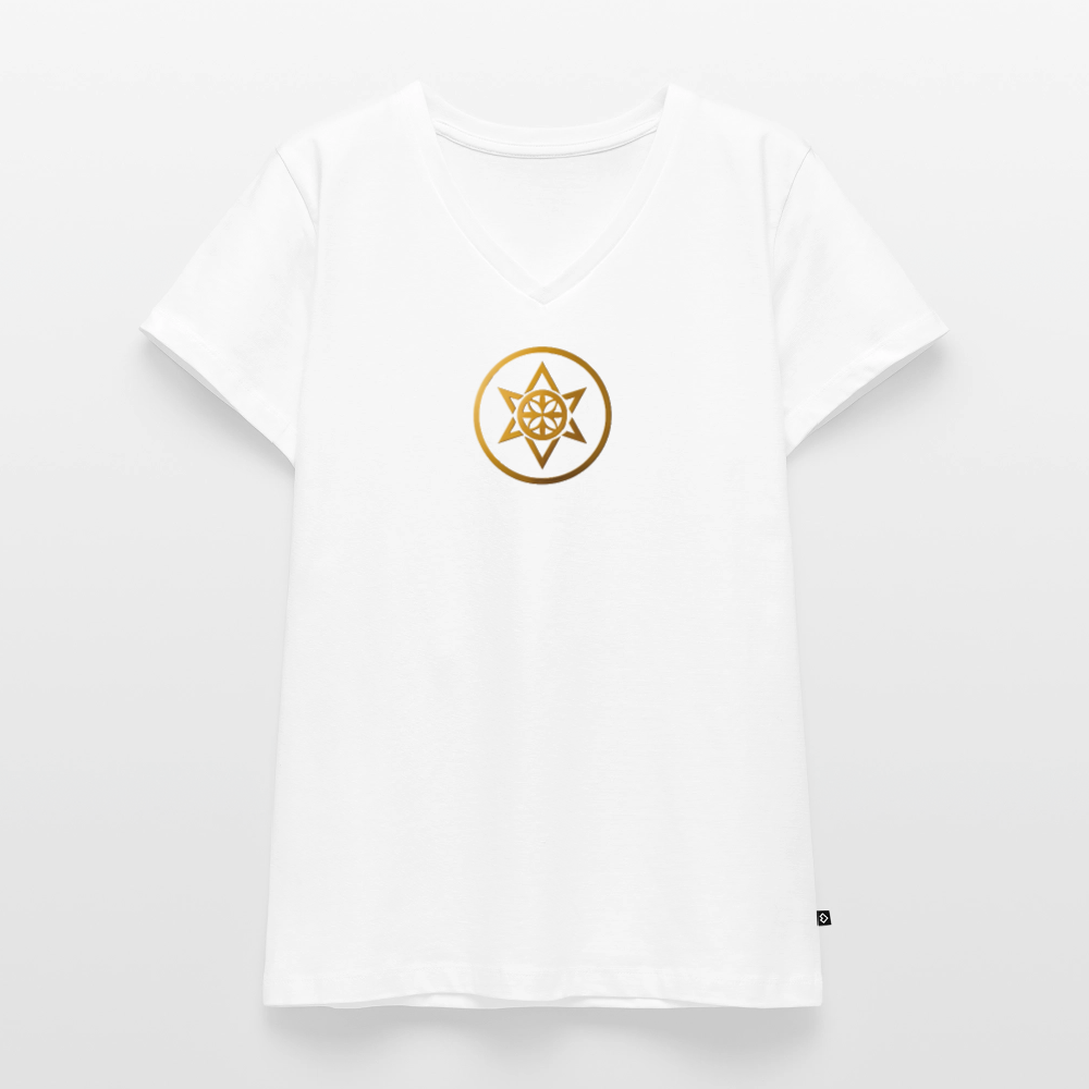 Frauen Bio-T-Shirt mit V-Ausschnitt "Wandel" - Weiß