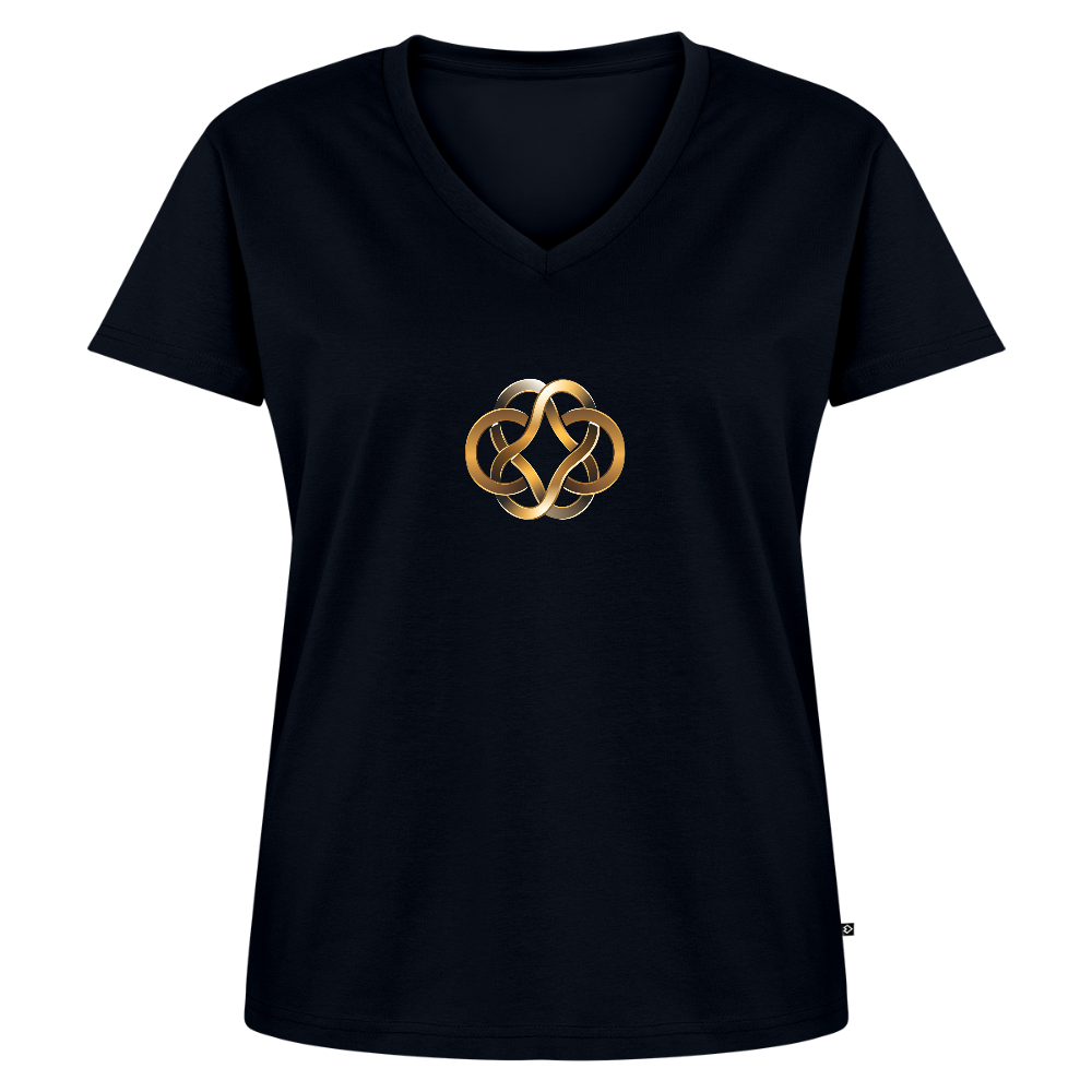 Frauen Bio-T-Shirt mit V-Ausschnitt "Annahme" - Navy