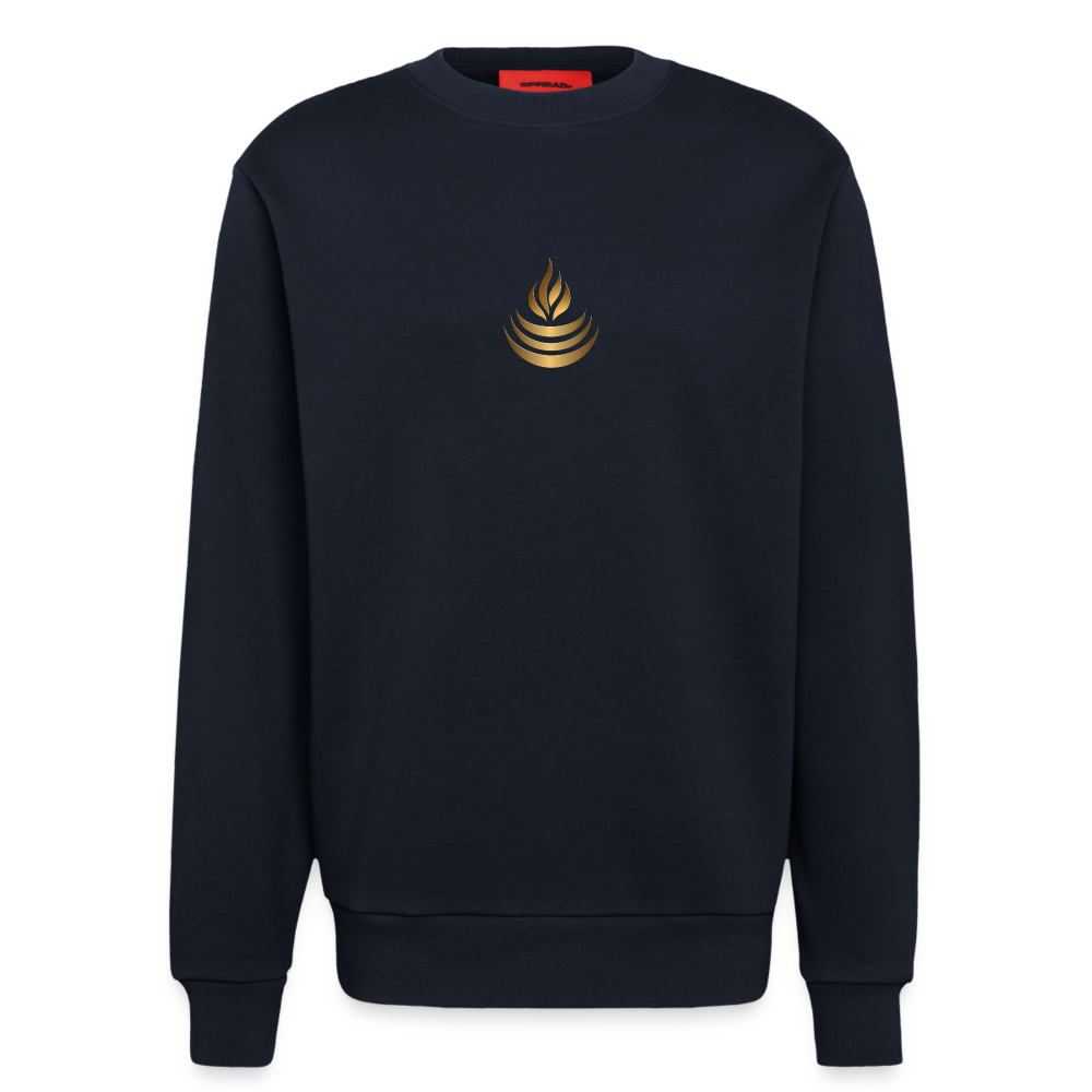 chiSign Quantenheilsymbol "Reichtum & Erfolg" Druck VS/RS Organic Relaxed Crew Neck Made in EU - DARK NAVY
