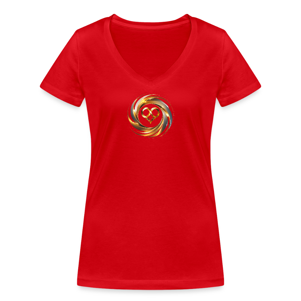 Frauen Bio-T-Shirt mit V-Ausschnitt "ICH BIN" - Rot