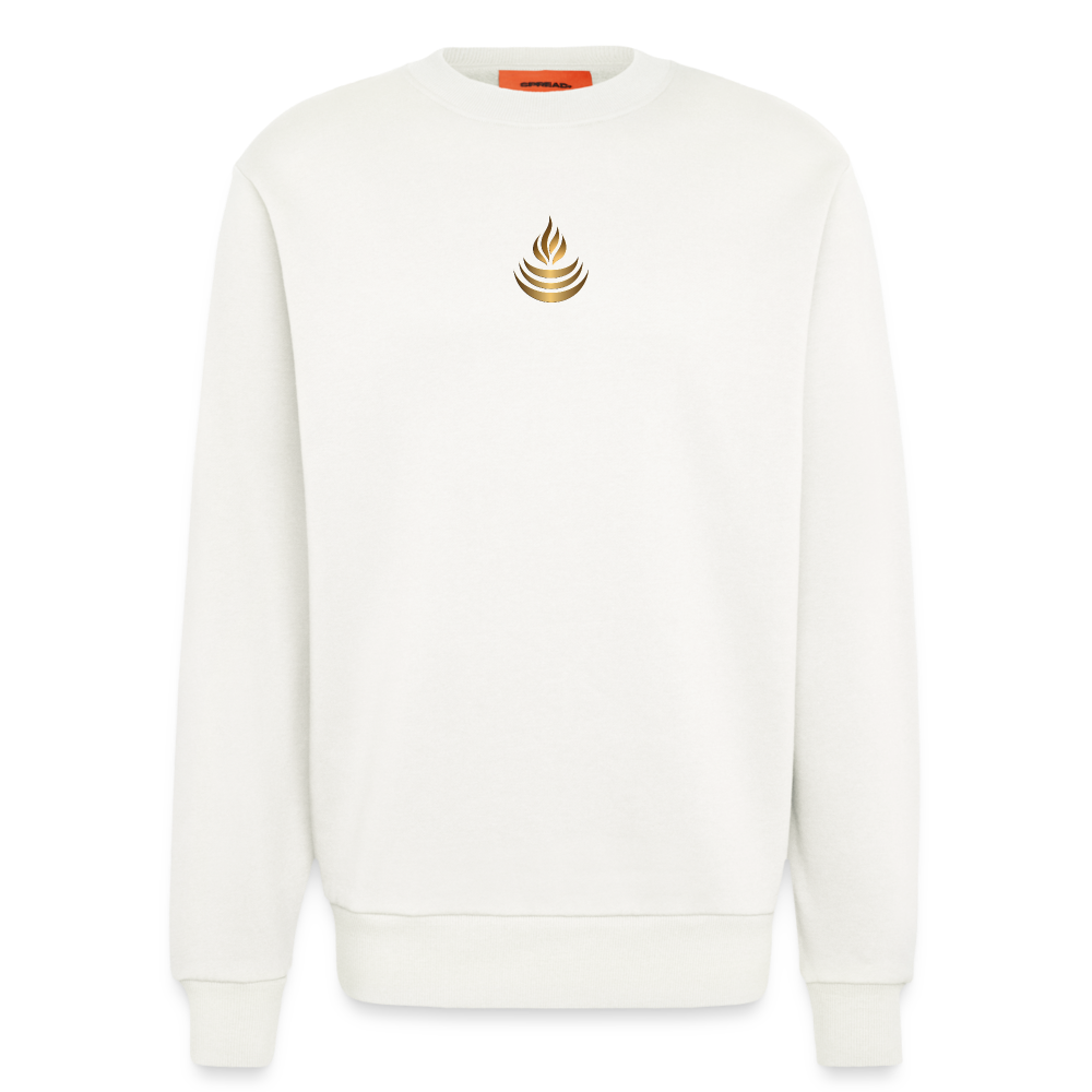 chiSign Quantenheilsymbol "Reichtum & Erfolg" Druck VS/RS Organic Relaxed Crew Neck Made in EU - OFF WHITE