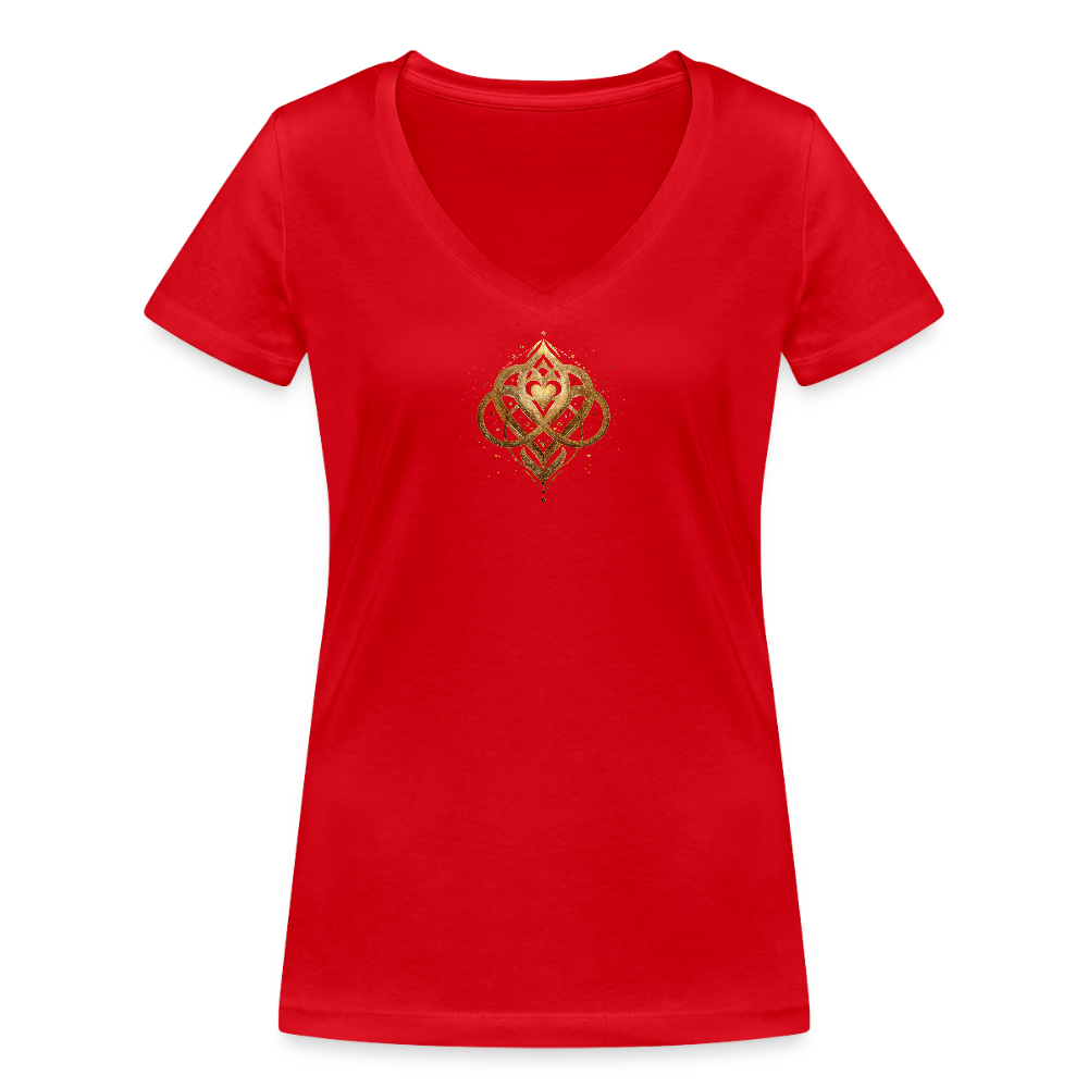 Frauen Bio-T-Shirt mit V-Ausschnitt Agape - Rot