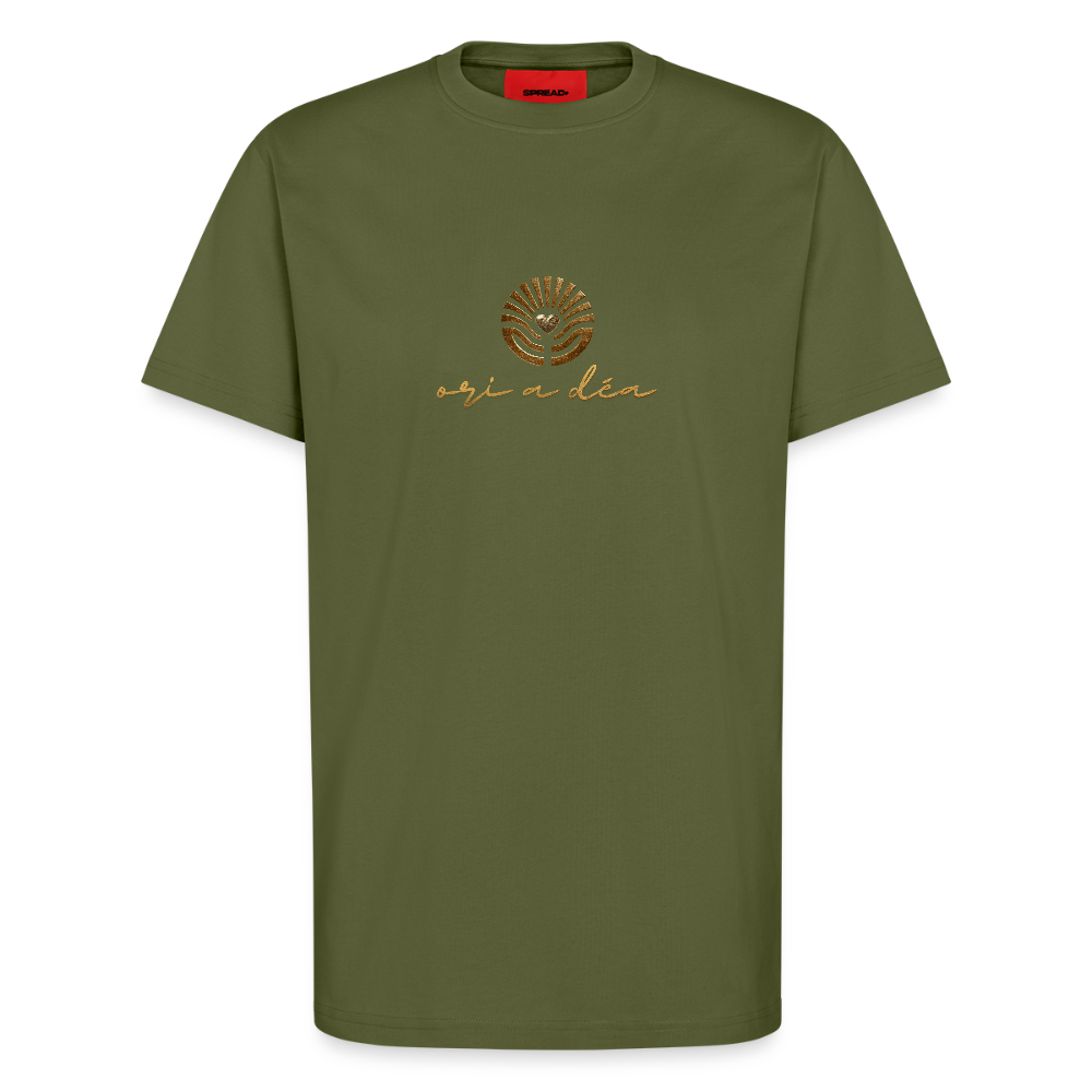 Organic Relaxed T-Shirt Made in EU "ori a déa" - MOSS GREEN