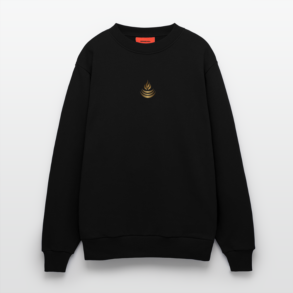 chiSign Quantenheilsymbol "Reichtum & Erfolg" Druck VS/RS Organic Relaxed Crew Neck Made in EU - SOLID BLACK