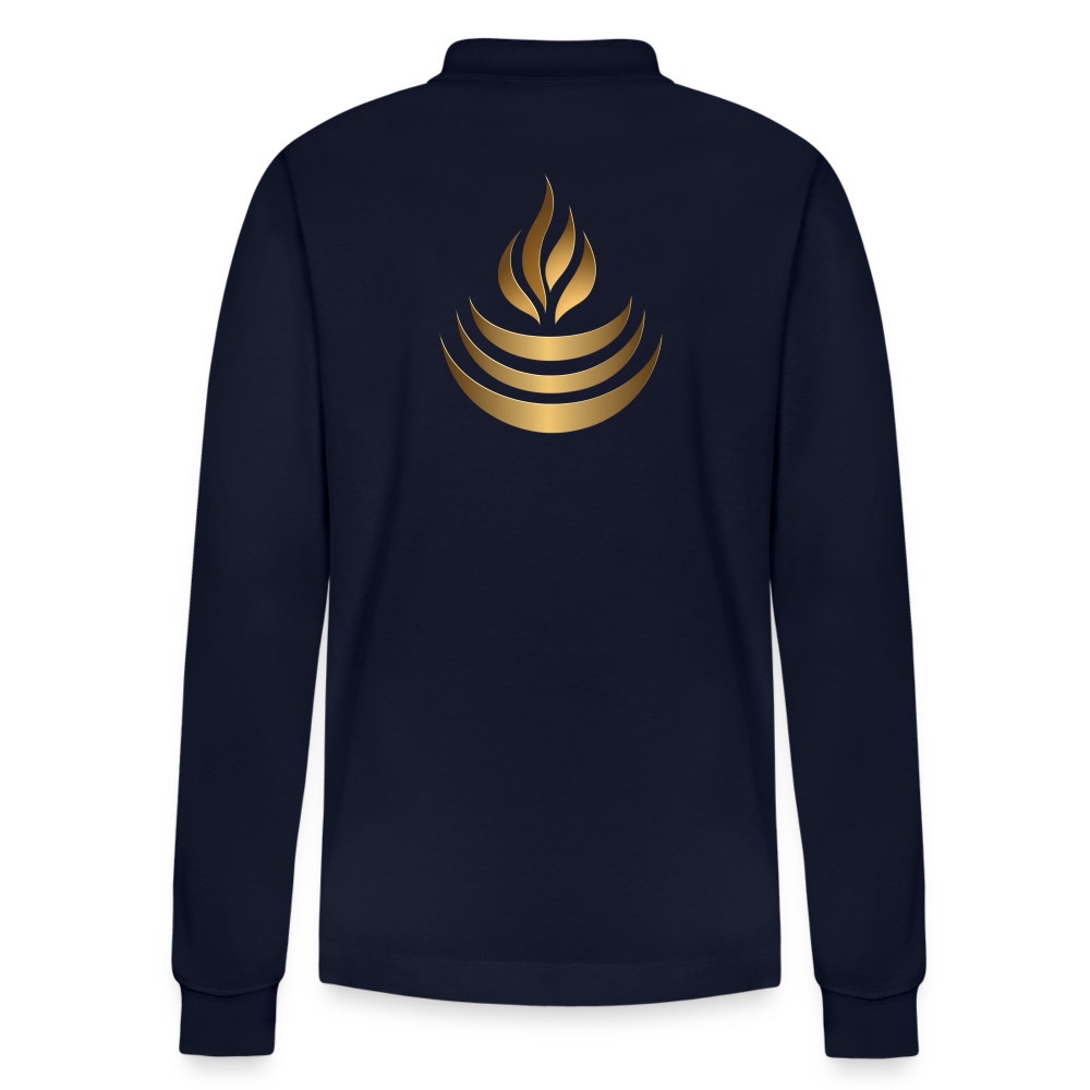 chiSign Quantenheilsymbol "Reichtum & Erfolg" Druck VS/RS Stanley/Stella Unisex Bio-Langarm-Poloshirt PREPSTER - Navy