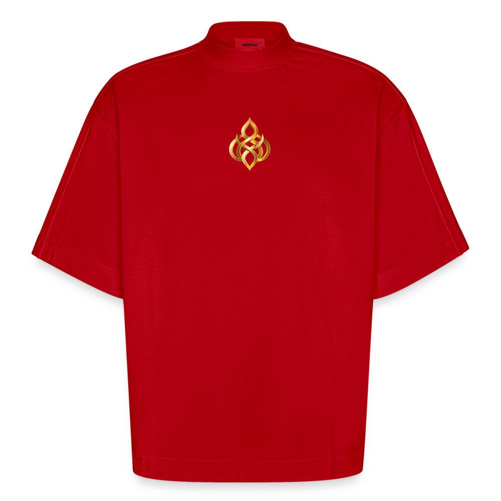chiSign Quantenheilsymbol Thai Chi Zentrum & Ausgeglichenheit Heavyweight Oversized Organic Boxy T-Shirt Made in EU - Rot