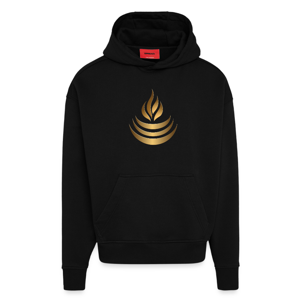 chiSign Quantenheilsymbol "Reichtum & Erfolg" Druck klein VS Heavyweight Oversized Organic Hoodie Made in EU - SOLID BLACK