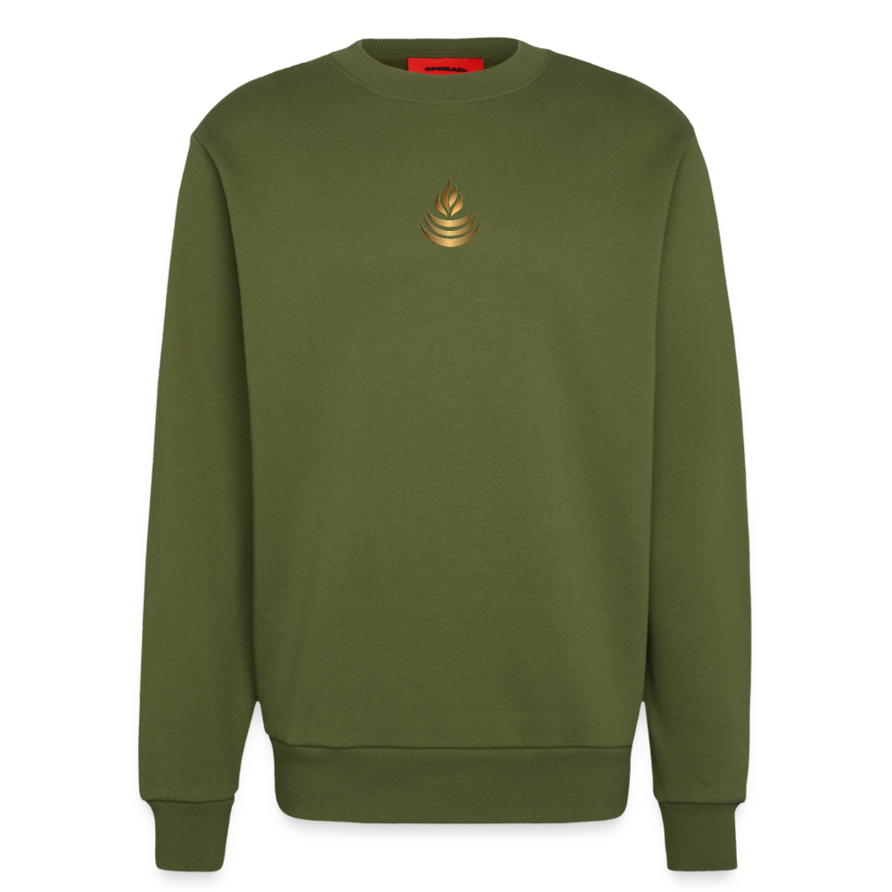 chiSign Quantenheilsymbol "Reichtum & Erfolg" Druck VS/RS Organic Relaxed Crew Neck Made in EU - MOSS GREEN