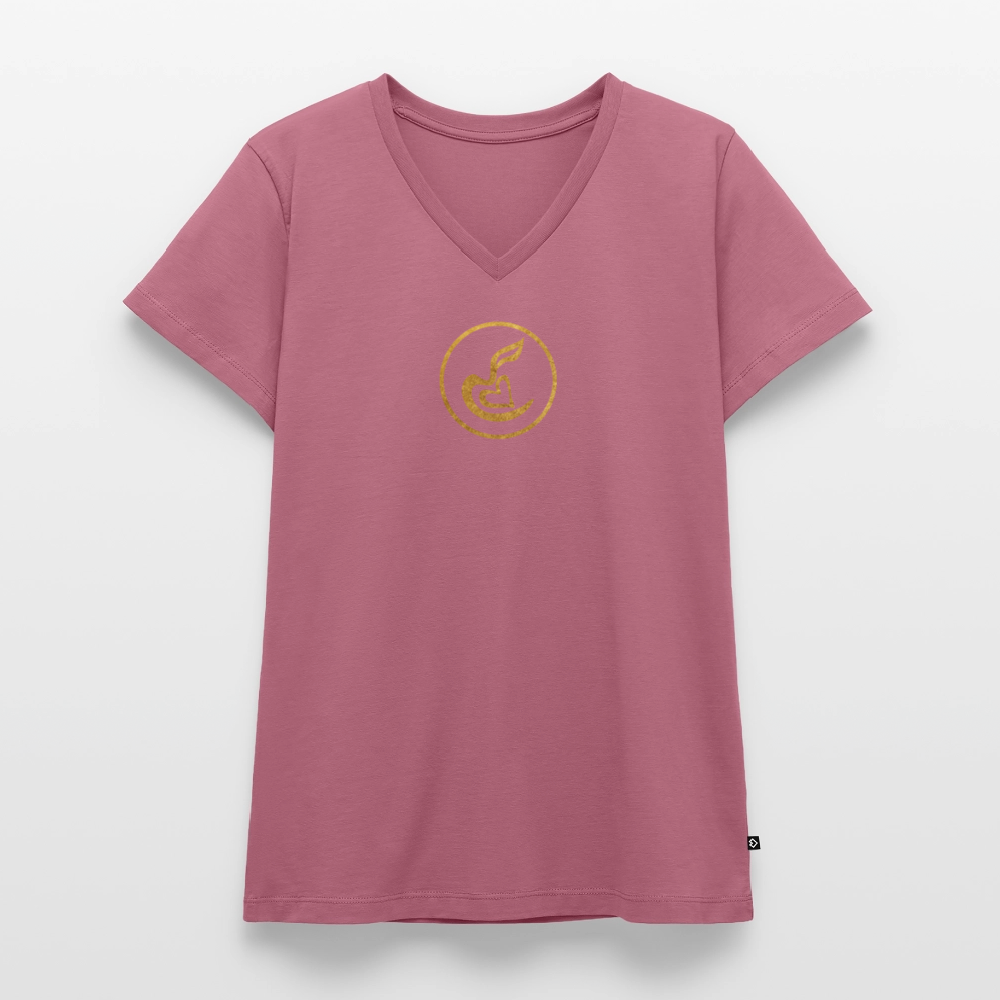 Frauen Bio-T-Shirt mit V-Ausschnitt "Wunderfülle" - Mauve