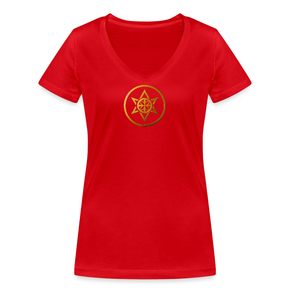 Frauen Bio-T-Shirt mit V-Ausschnitt "Wandel" - Rot