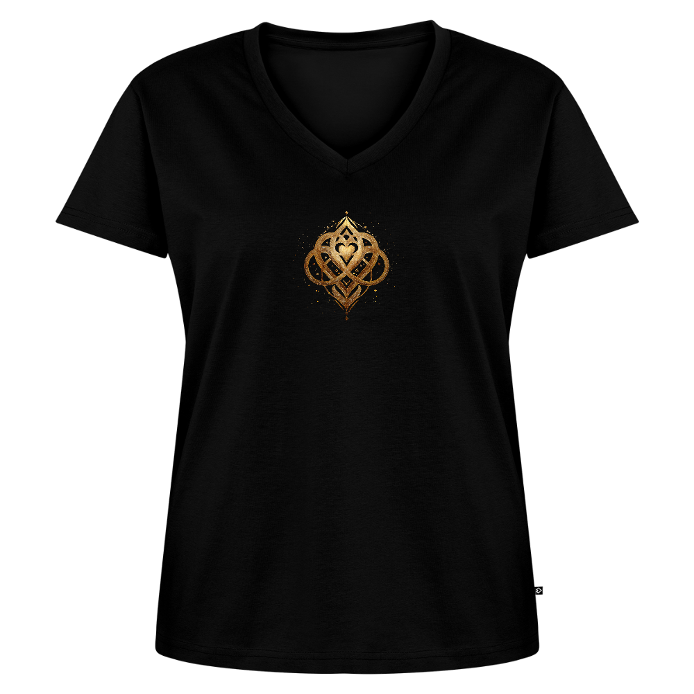 Frauen Bio-T-Shirt mit V-Ausschnitt Agape - Schwarz