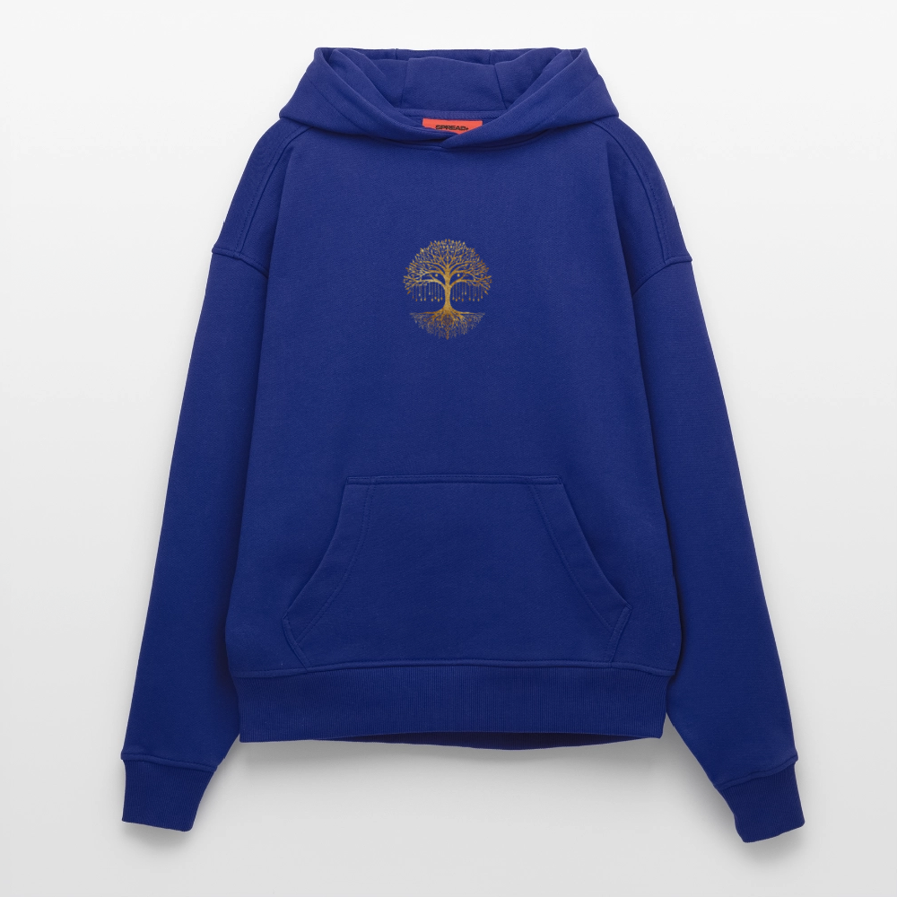 Heavyweight Oversized Organic Hoodie "Weltenbaum"  Made in EU - Iconic Blue