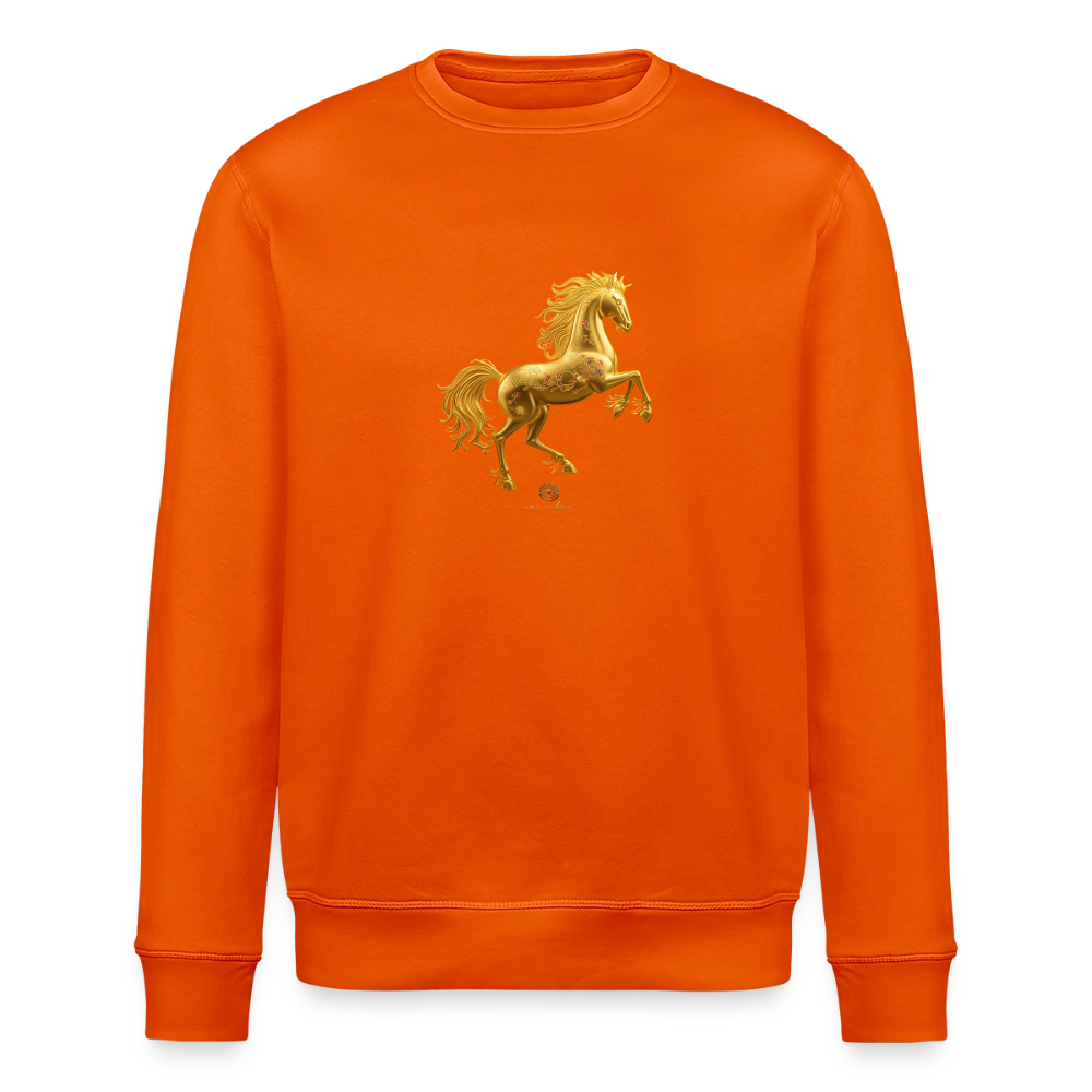 Unisex Bio-Sweatshirt "Feuerpferd" - Tieforange
