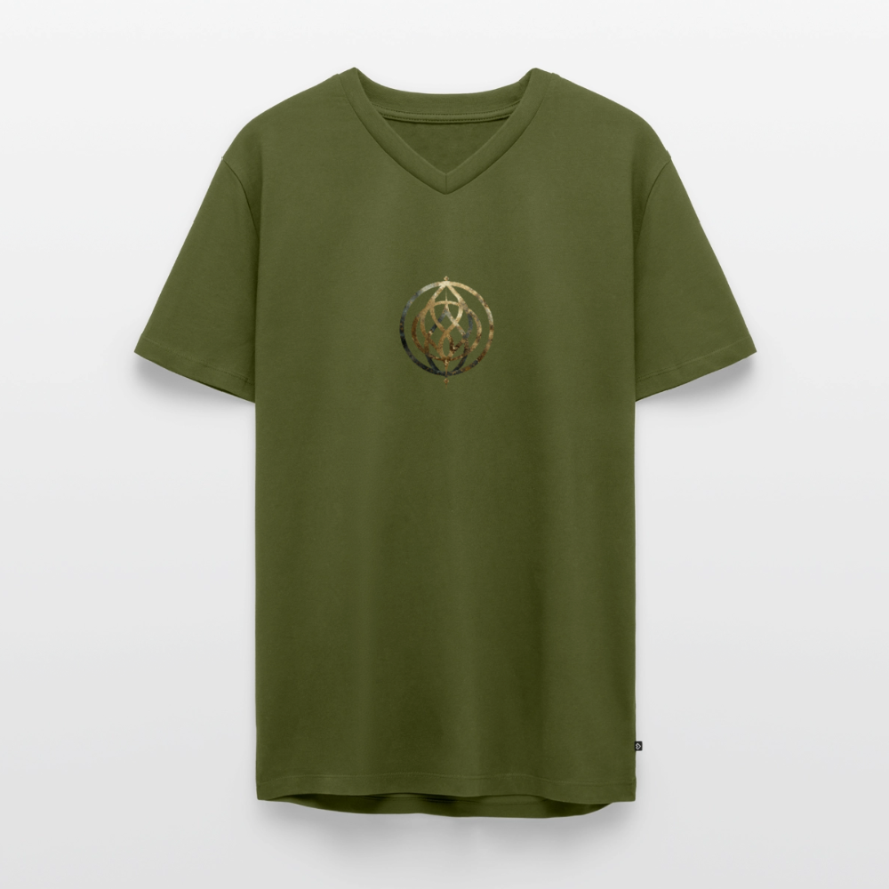 Männer Bio-T-Shirt mit V-Ausschnitt „Pax Interna“ - Khaki