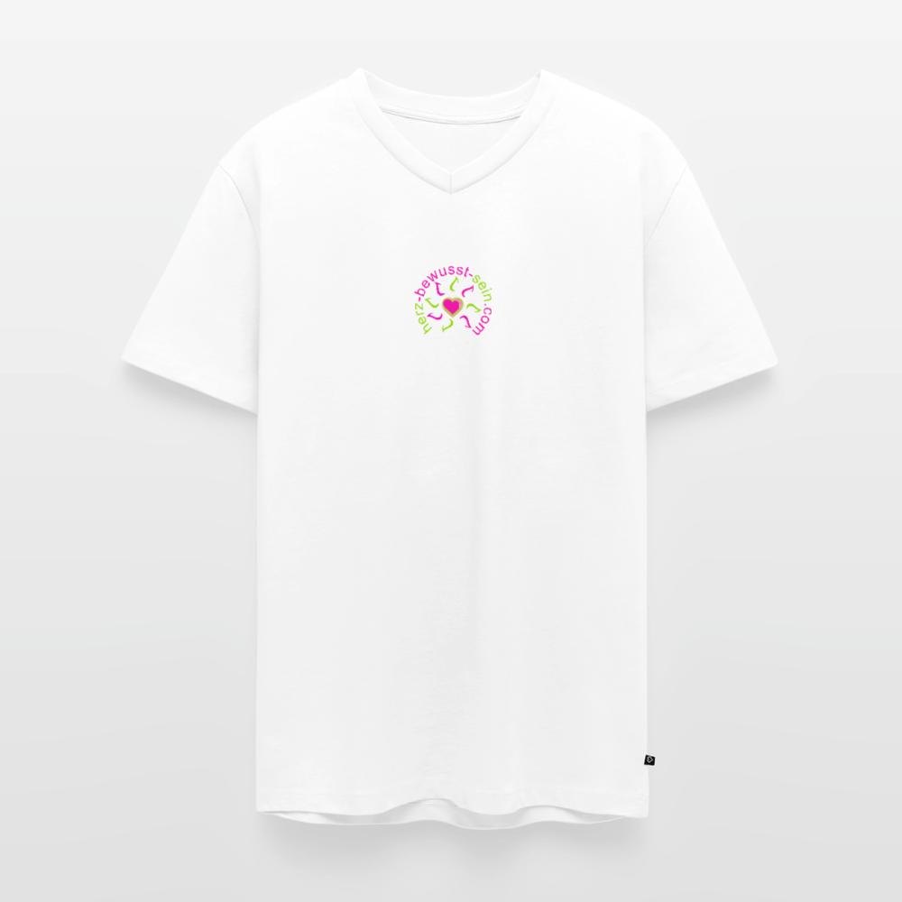 Männer Bio-T-Shirt mit V-Ausschnitt Herz-bewusst-sein - Weiß