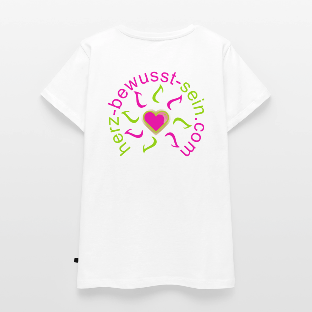 Frauen Bio-T-Shirt mit V-Ausschnitt Herz-bewusst-sein - Weiß