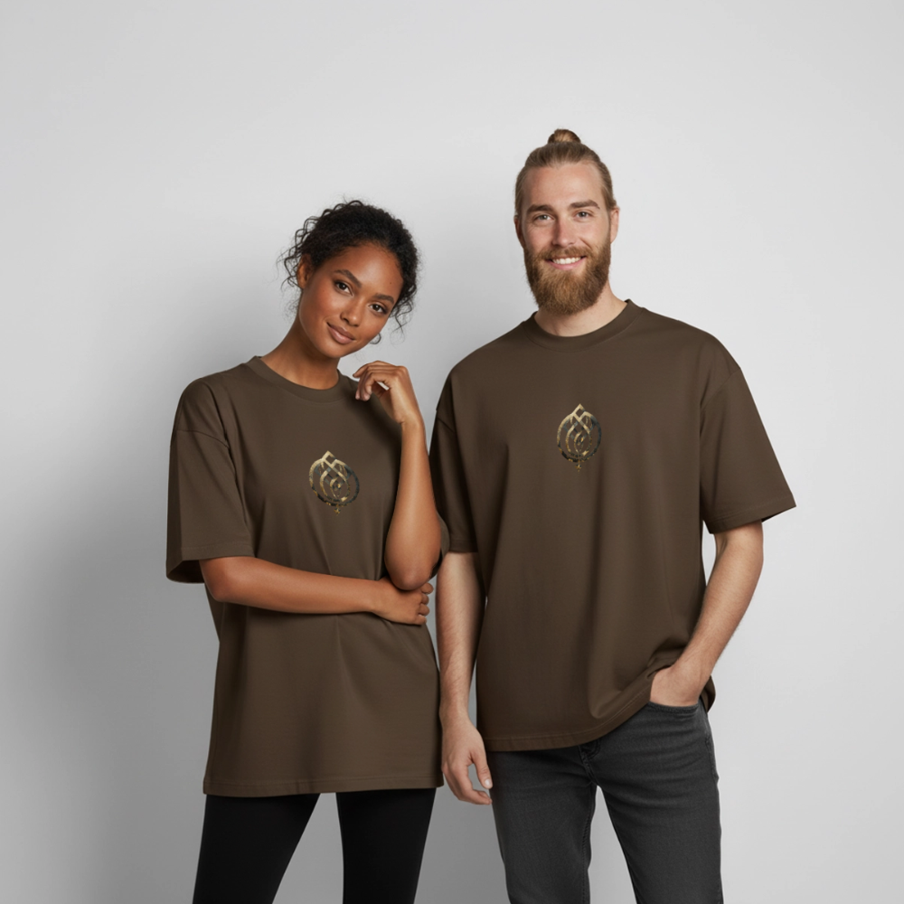 Heavyweight Unisex BioT-Shirt "Anima Soluta" vorne & hinten bedruckt - Dunkelbraun