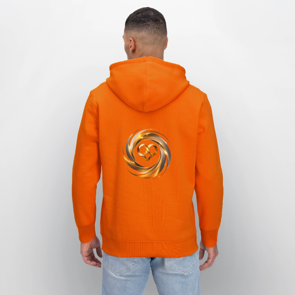 Unisex Bio-Hoodie "ICH BIN" Druck VS / RS - Tieforange