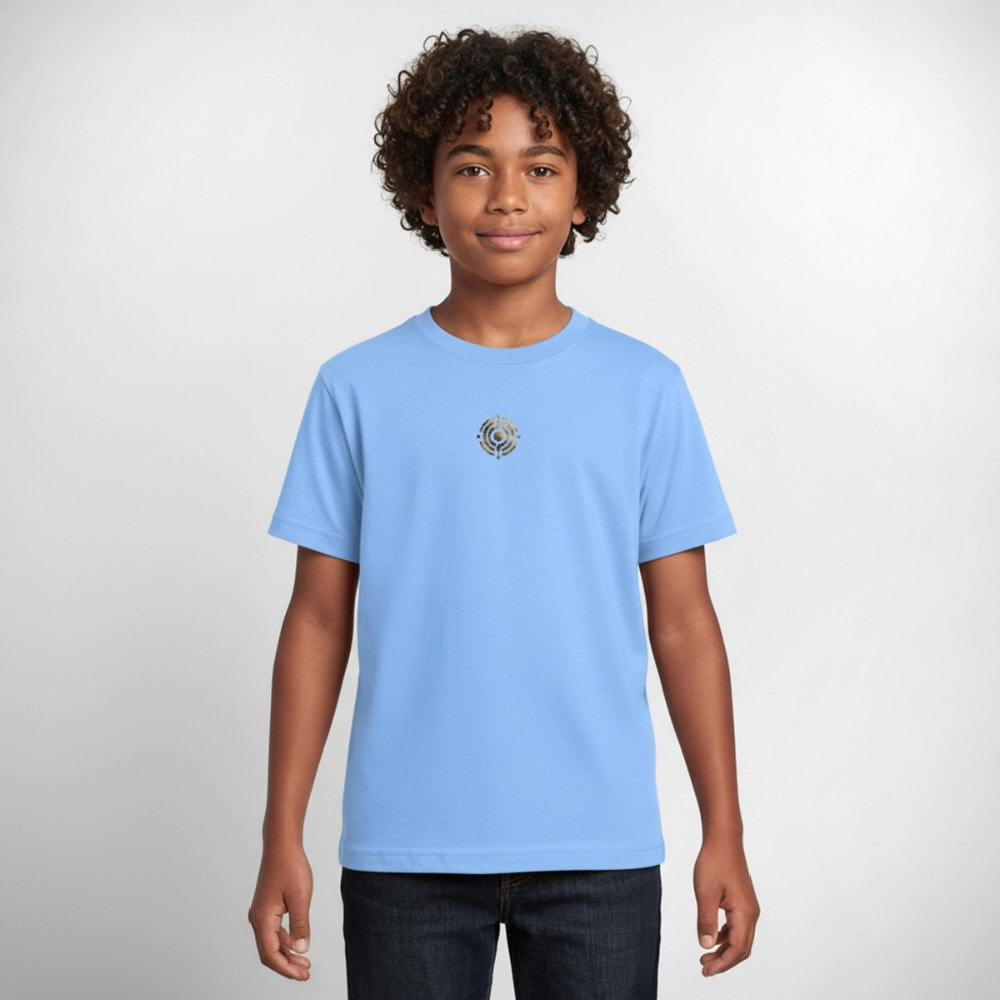 Teenager T-Shirt "Effatá" Rückseite "Die stille Kraft für den inneren Frieden." - Himmelblau