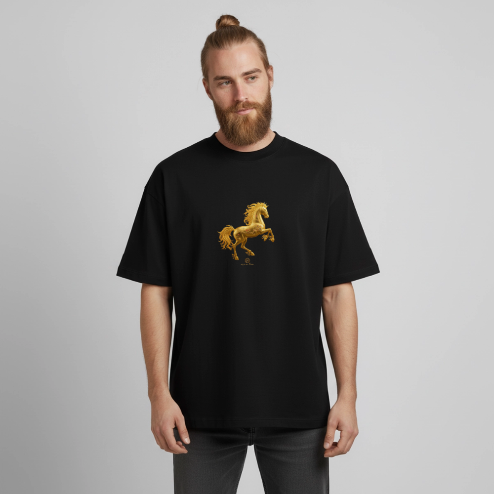Heavyweight Unisex Bio T-Shirt 	"Feuerpferd" - Schwarz