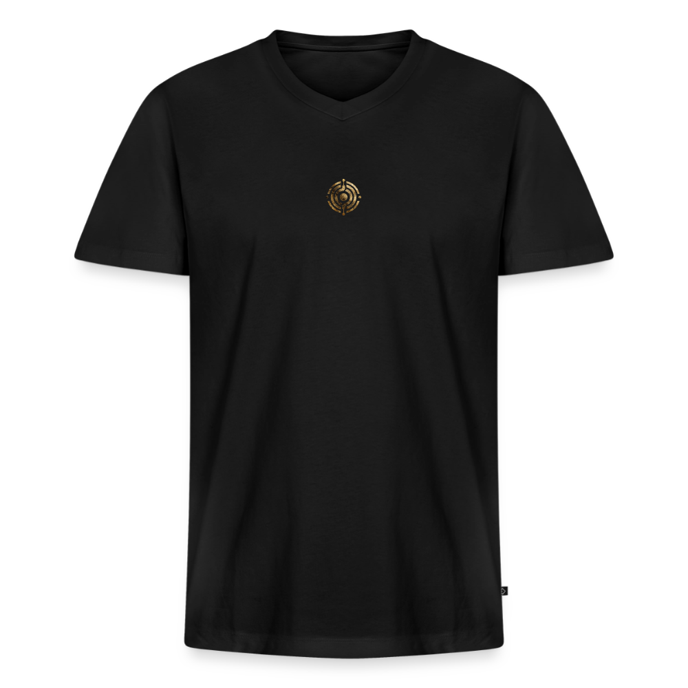 Männer Bio-T-Shirt mit V-Ausschnitt bedruckt vorne & hinten "Effatá – öffne dich." - Schwarz