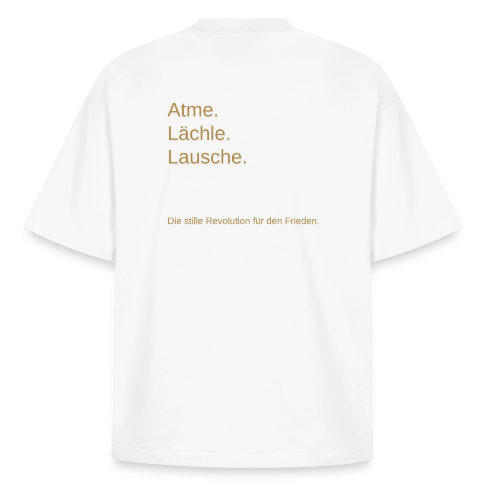Heavyweight Unisex Bio T-Shirt "Atme Lächle Lausche" - Weiß