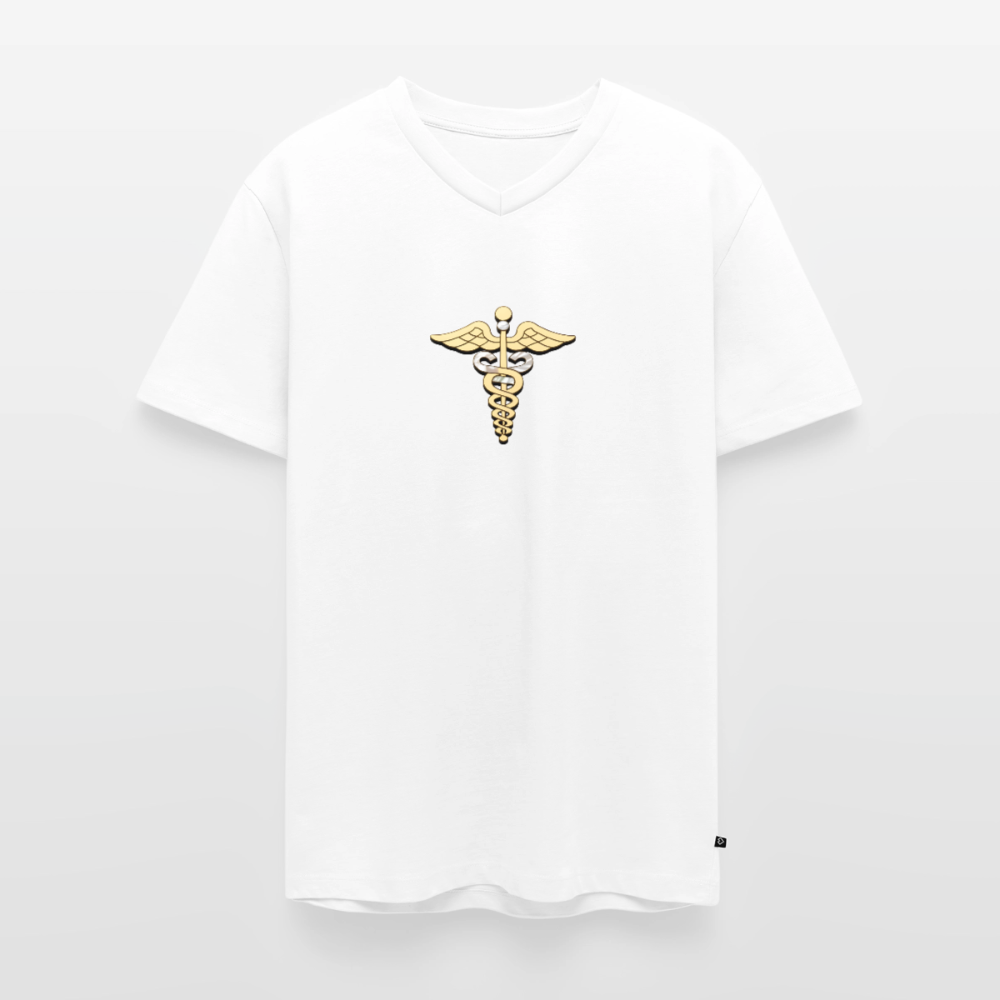 Männer Bio-T-Shirt mit V-Ausschnitt "Merkurstab" - Weiß