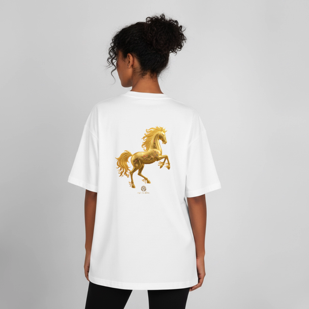Heavyweight Unisex Bio T-Shirt "Feuerpferd - Weiß