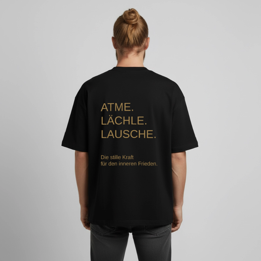 Heavyweight Unisex Bio T-Shirt "Effatá – öffne dich" Rückseite "Die stille Kraft für den inneren Frieden.§ - Schwarz
