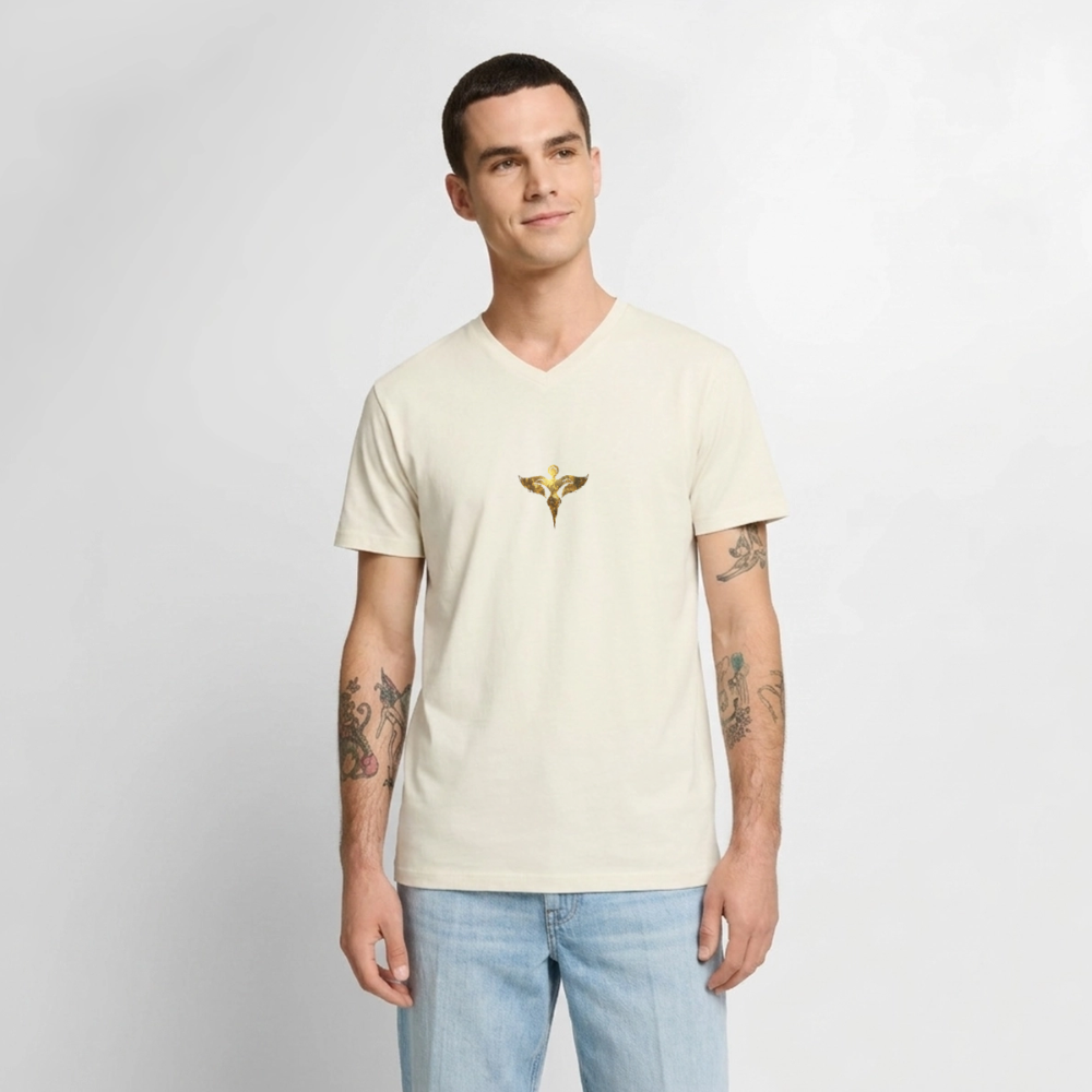 Männer Bio-T-Shirt mit V-Ausschnitt "Gaia" - Naturweiß