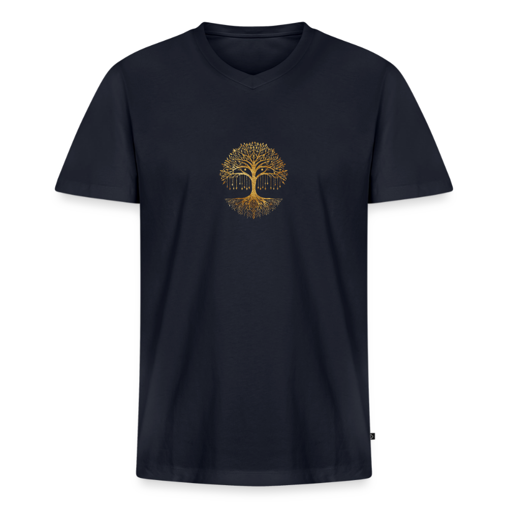 Männer Bio-T-Shirt mit V-Ausschnitt "Weltenbaum" - Navy