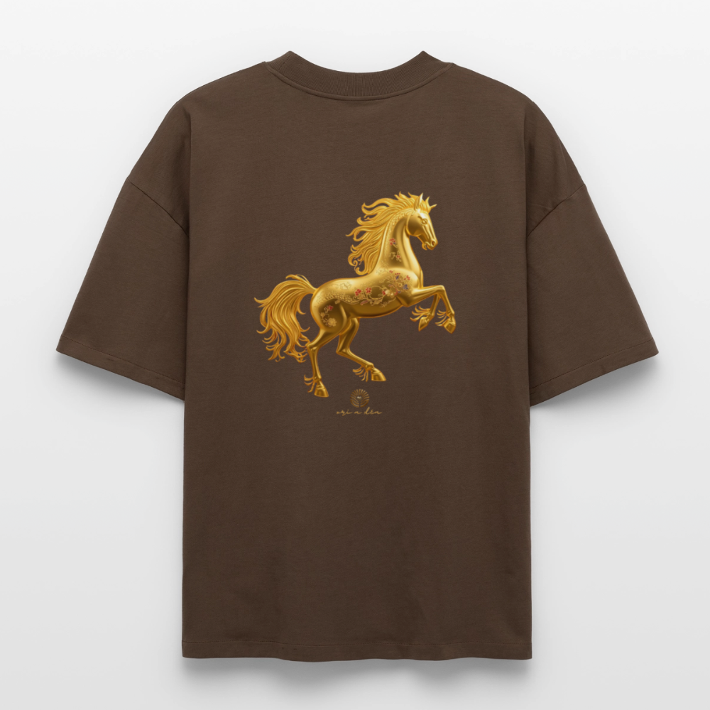 Heavyweight Unisex Bio T-Shirt "Feuerpferd - Dunkelbraun