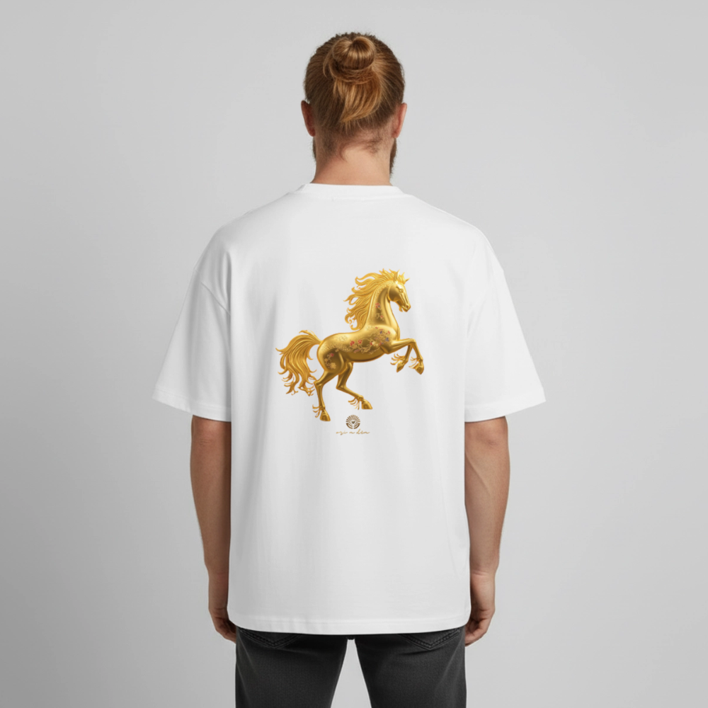 Heavyweight Unisex Bio T-Shirt "Feuerpferd - Weiß