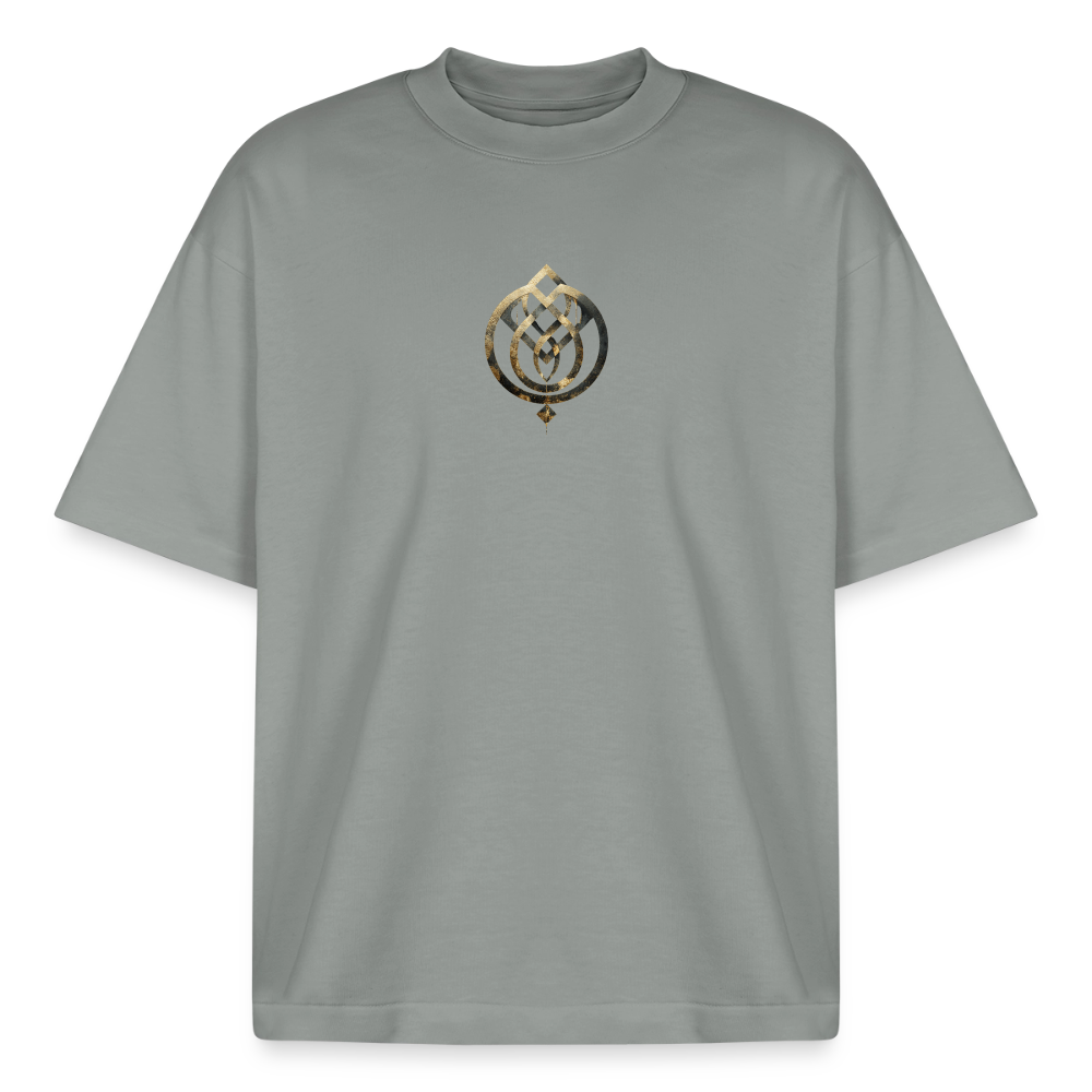 Heavyweight Unisex BioT-Shirt "Anima Soluta" vorne & hinten bedruckt - Nebelgrau