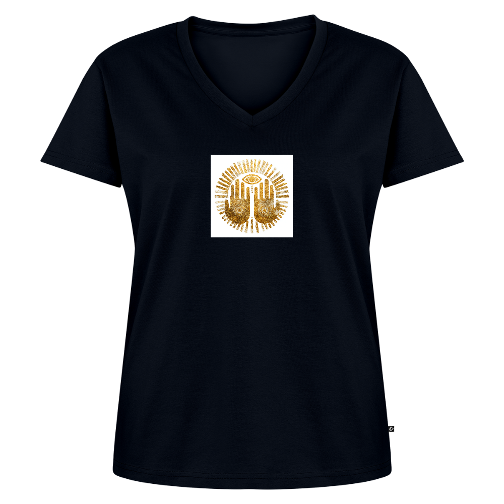 Frauen Bio-T-Shirt mit V-Ausschnitt "An'Anasha" - Navy