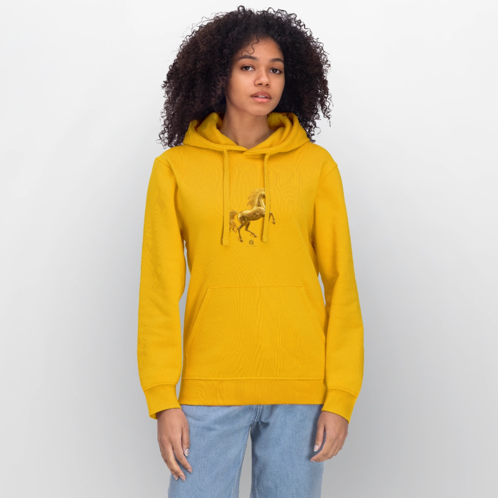 Unisex Bio-Hoodie "Feuerpferd" - Spektralgelb