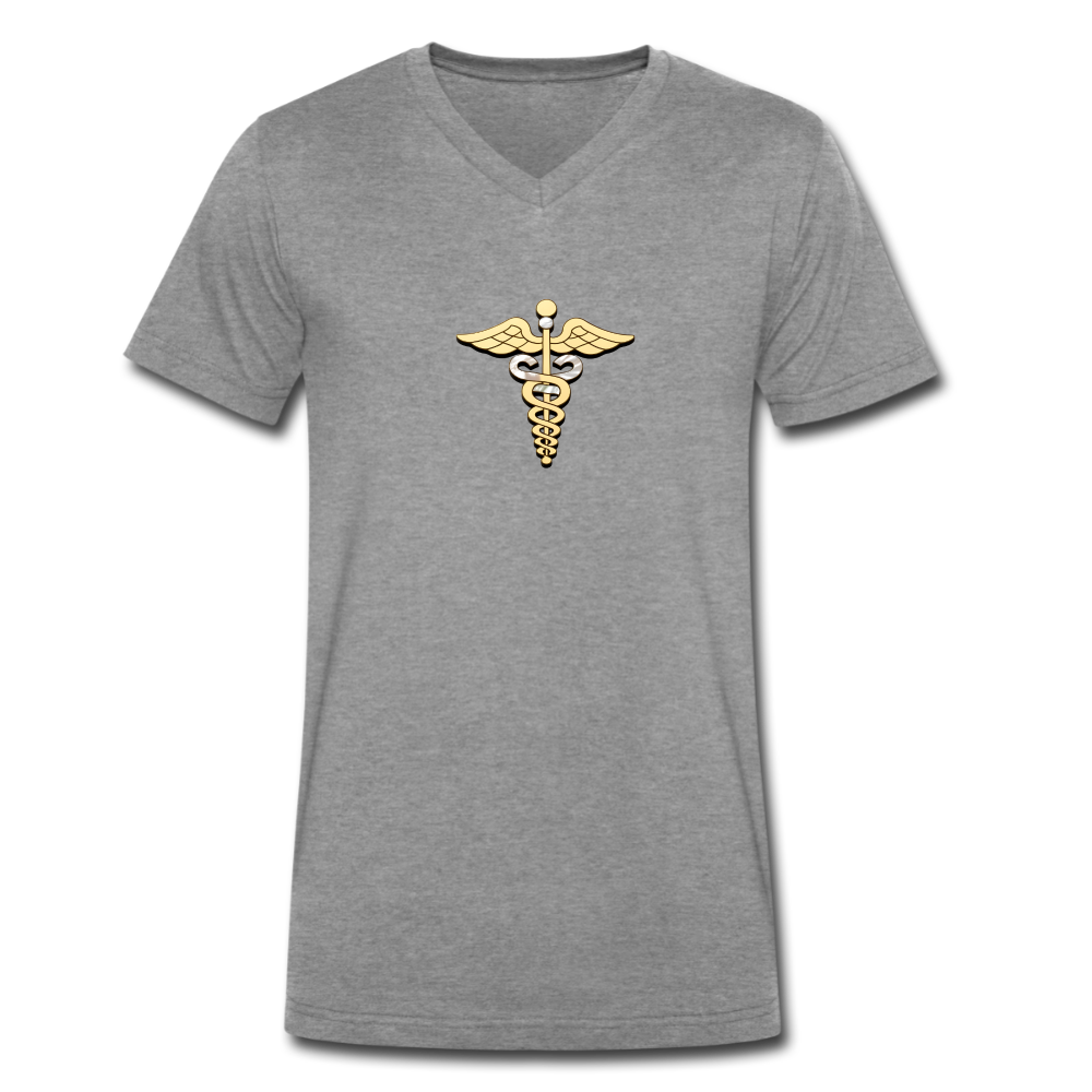 Männer Bio-T-Shirt mit V-Ausschnitt "Merkurstab" - Dunkelgrau meliert
