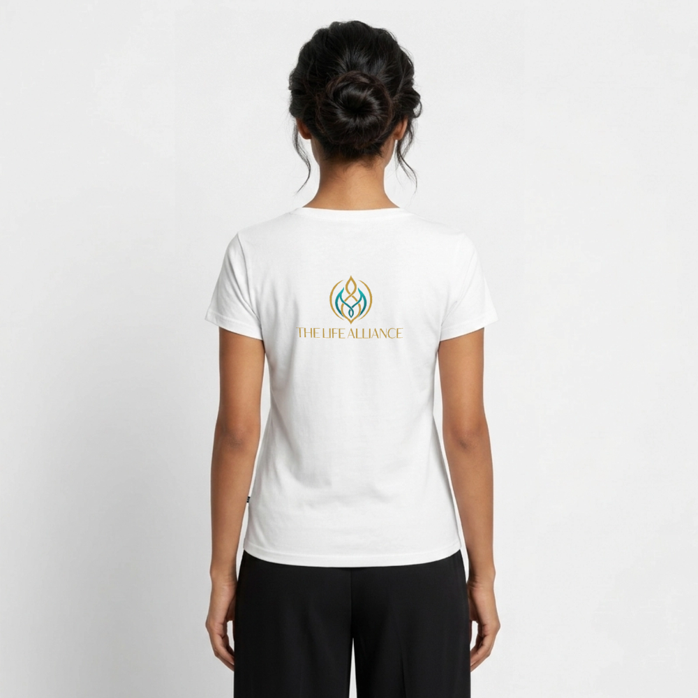 Frauen Bio-T-Shirt mit V-Ausschnitt The Life Alliance - Weiß