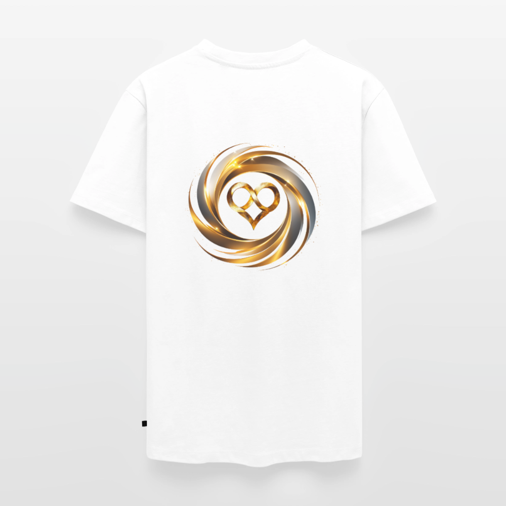 Männer Bio-T-Shirt mit V-Ausschnitt bedruckt vorne & hinten "ICH BIN" - Weiß