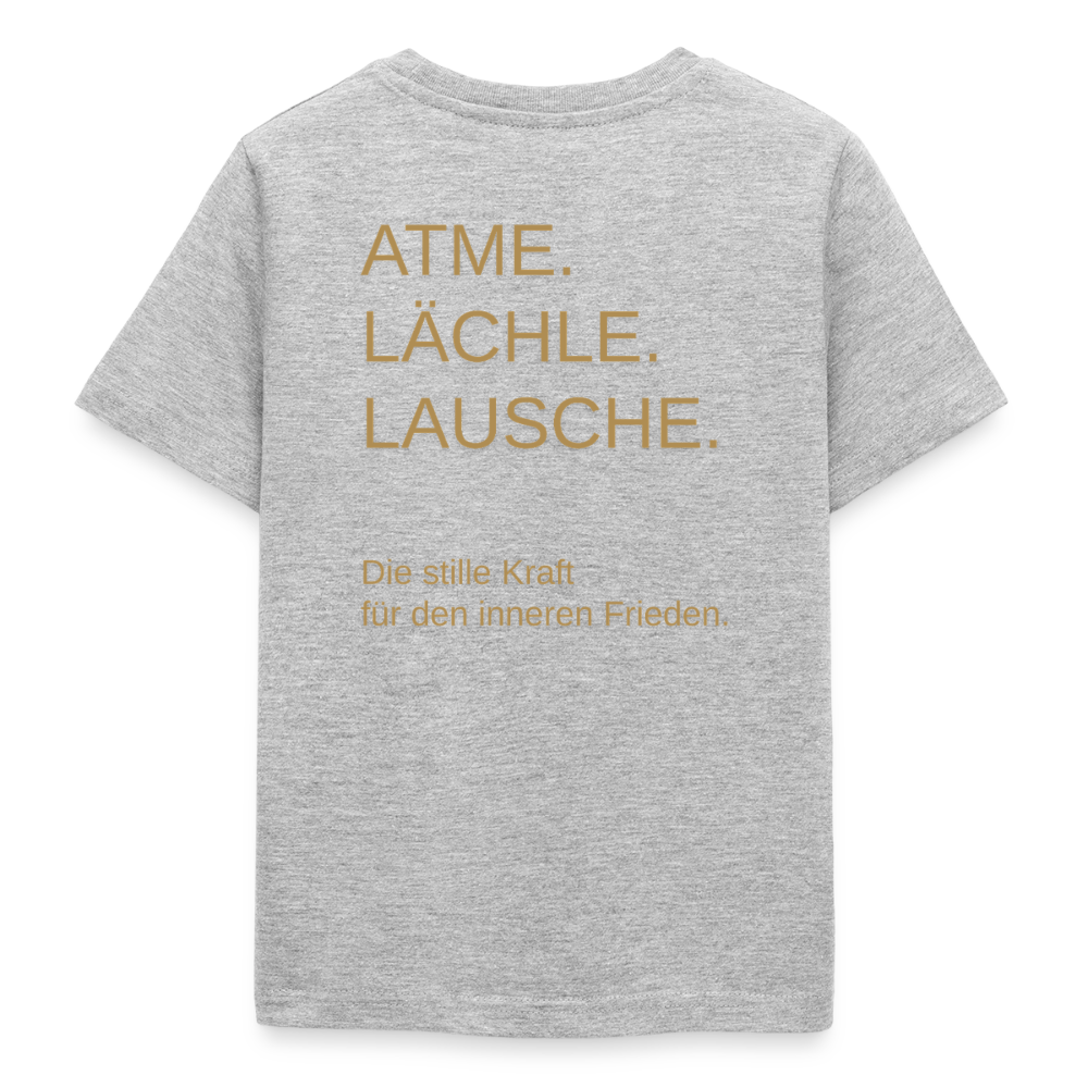 Teenager T-Shirt "Effatá" Rückseite "Die stille Kraft für den inneren Frieden." - Grau meliert