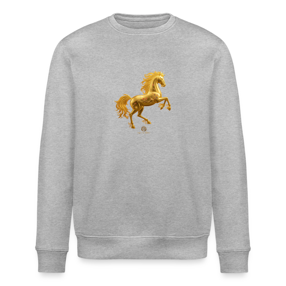 Unisex Bio-Sweatshirt "Feuerpferd" - Grau meliert