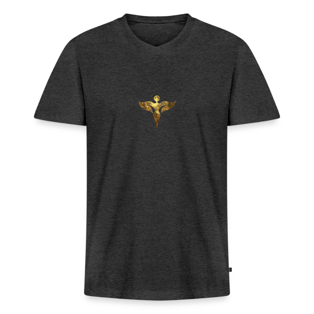 Männer Bio-T-Shirt mit V-Ausschnitt "Gaia" - Anthrazit meliert