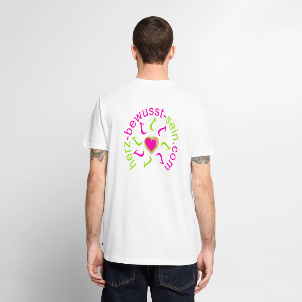 Männer Bio-T-Shirt mit V-Ausschnitt Herz-bewusst-sein - Weiß