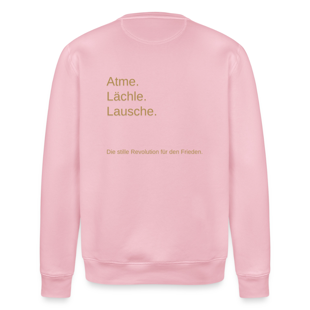 Unisex Bio-Sweatshirt "Atme Lächle Lausche" - Hellrosa
