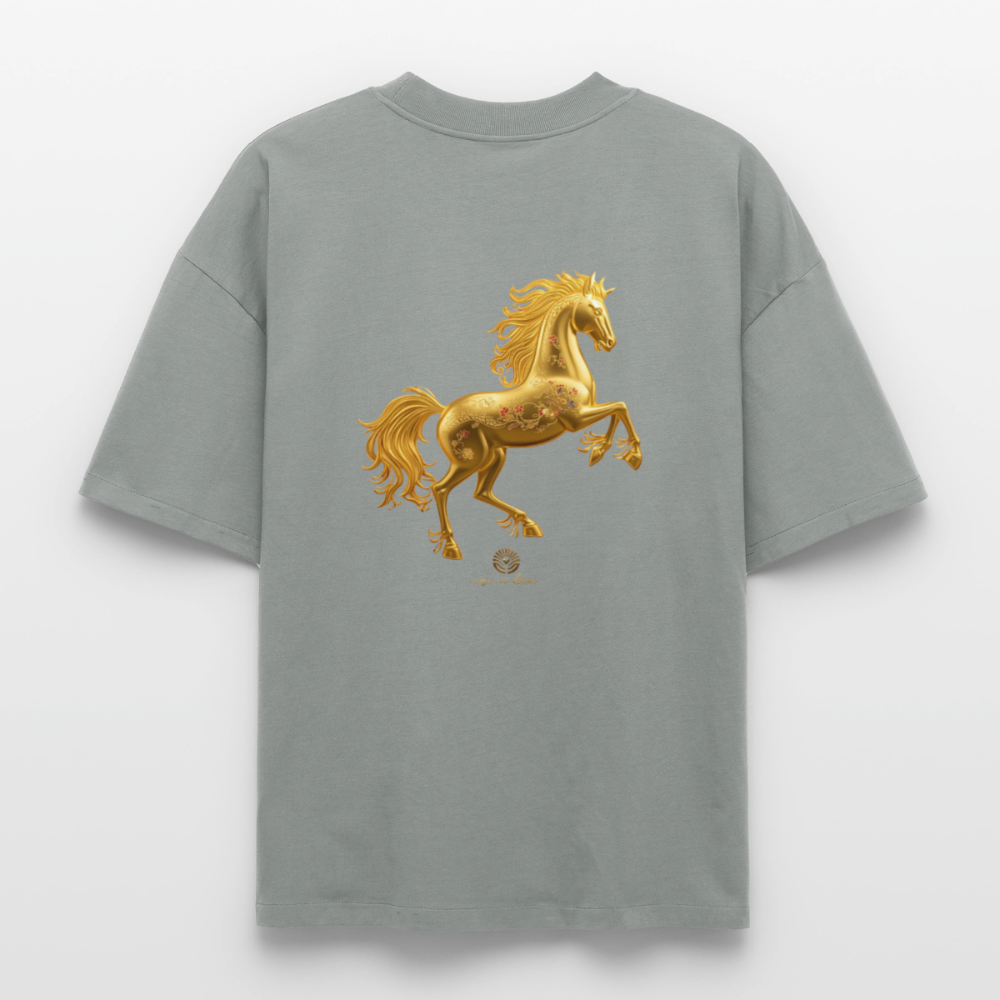 Heavyweight Unisex Bio T-Shirt "Feuerpferd - Nebelgrau