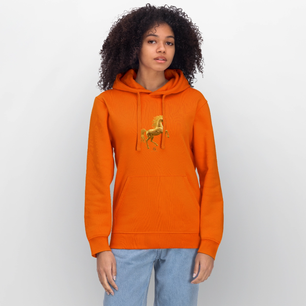 Unisex Bio-Hoodie "Feuerpferd" - Tieforange
