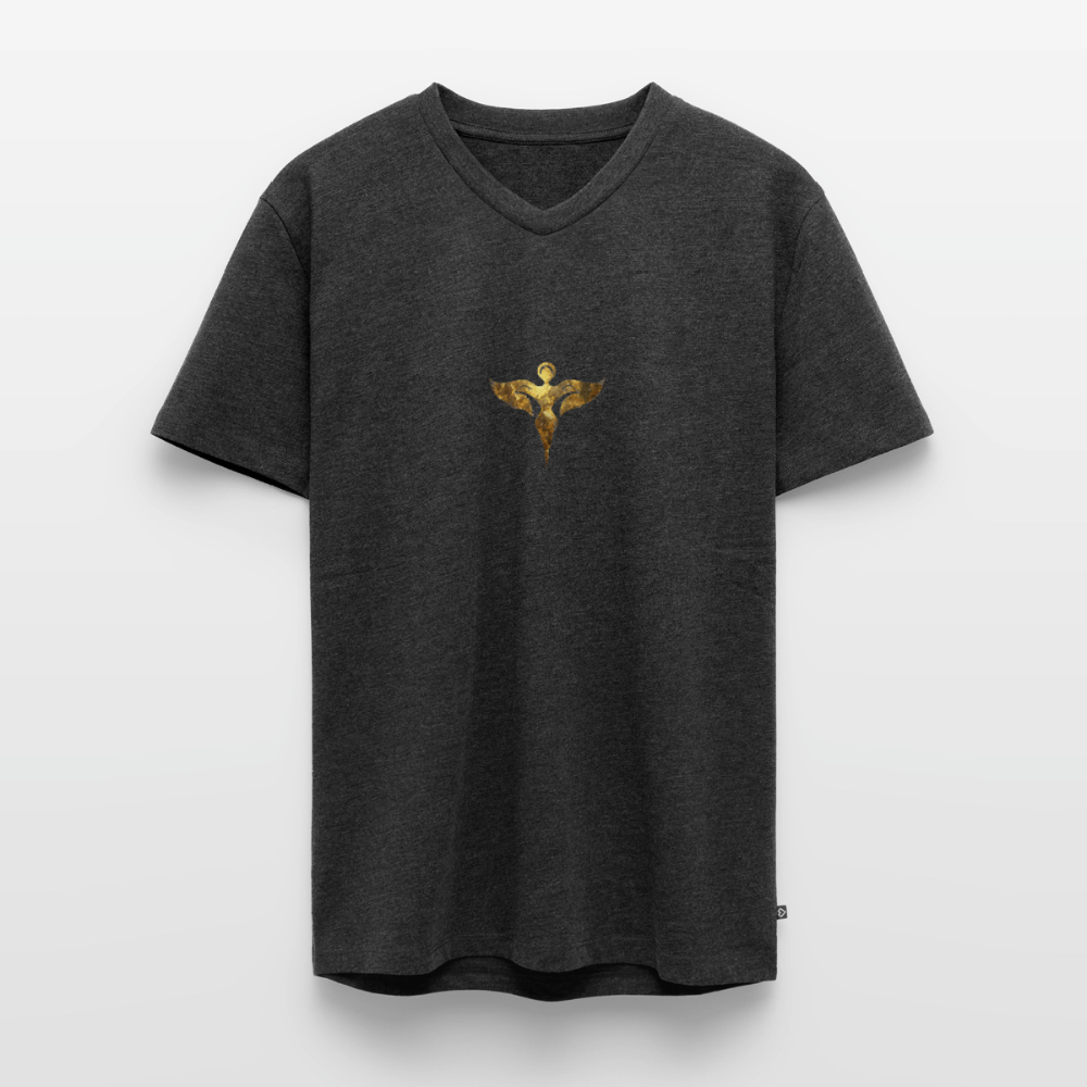 Männer Bio-T-Shirt mit V-Ausschnitt "Gaia" - Anthrazit meliert