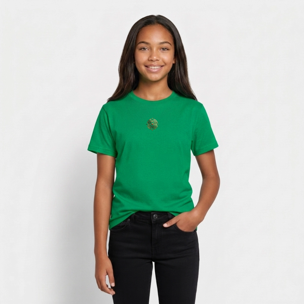 Teenager T-Shirt "Effatá" Rückseite "Die stille Kraft für den inneren Frieden." - Kelly Green